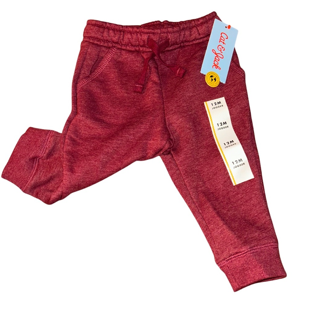 NWT Cat & Jack 12M Baby Pants Maroon Joggers